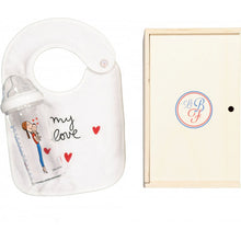 Load image into Gallery viewer, &quot;My Love&quot; Gift Set (1x360 ml bottle, 1x cotton bib and one wooden box)`
