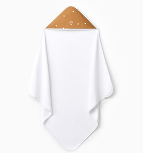 Hooded towel (Camel & white)