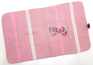 (On sale) Hair-Clips Pouch Pink & beige Liberty